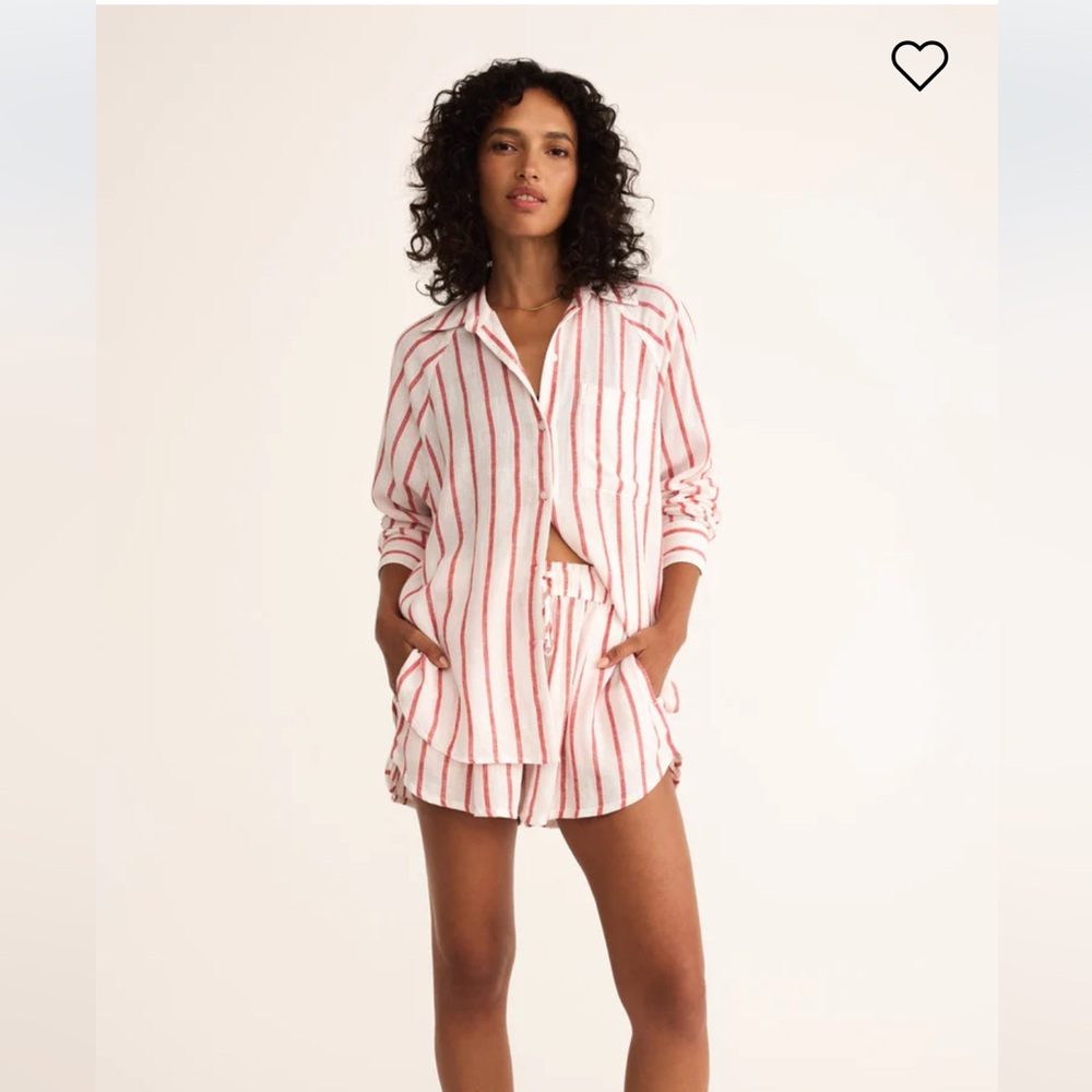 Z Supply Perfect Linen Striped Top + Shorts | Small